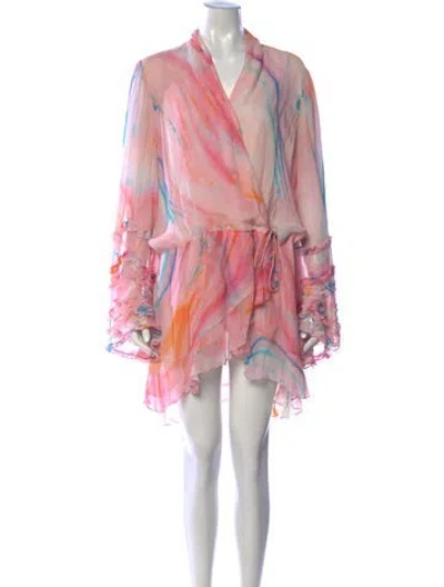 Pre-owned Rococo Sand Tie-dye Print Mini Dress In Pink