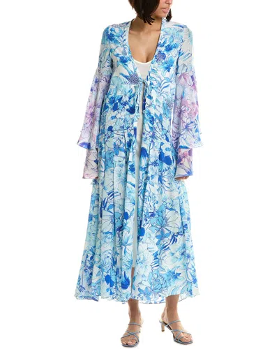 Rococo Sand Tiered Bell-sleeve Wrap Dress In Blue