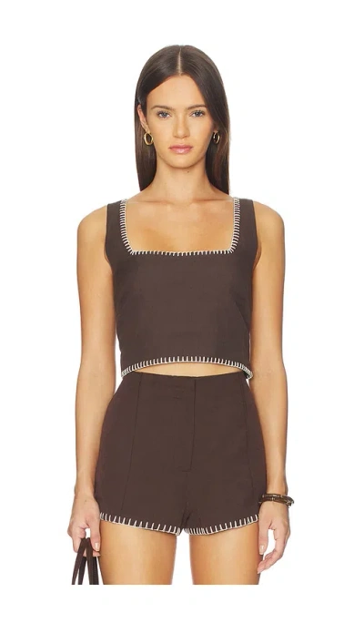 Rococo Sand Square Neck Boxy Top In Brown