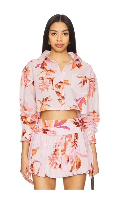 Rococo Sand Crop Shirt In Pink Brown