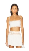 Rococo Sand Smocking Bandeau Top In White Terracotta
