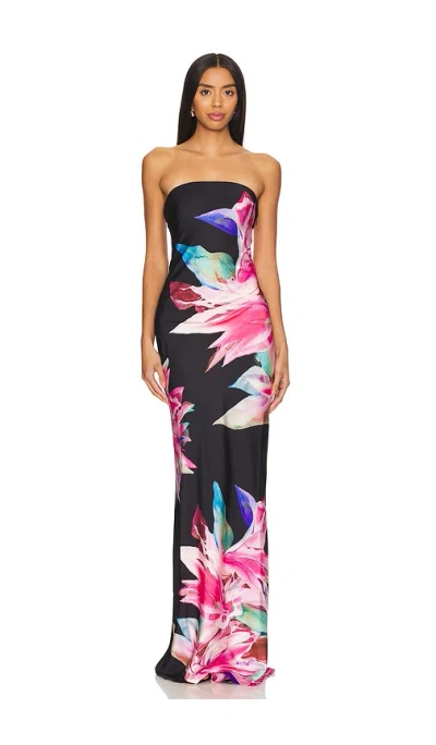 Rococo Sand Strapless Maxi Dress In Black,blush