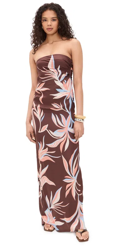 Rococo Sand Tube Ruched Maxi Dress Brown