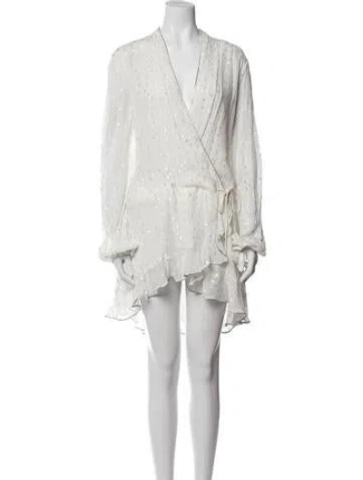 Pre-owned Rococo Sand V-neck Knee-length Dress In White