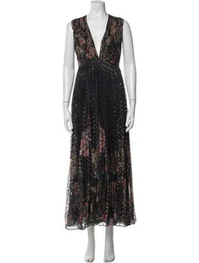 Pre-owned Rococo Sand V-neck Long Dress In Black