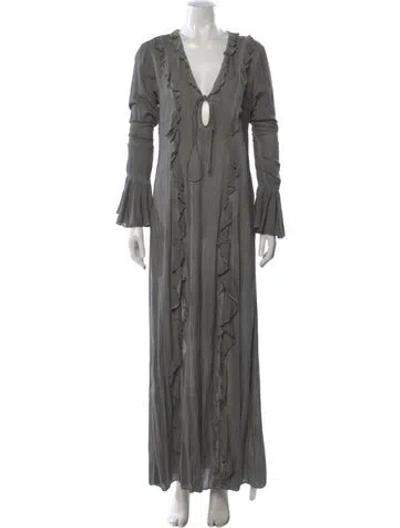 Pre-owned Rococo Sand V-neck Long Dress In Gray