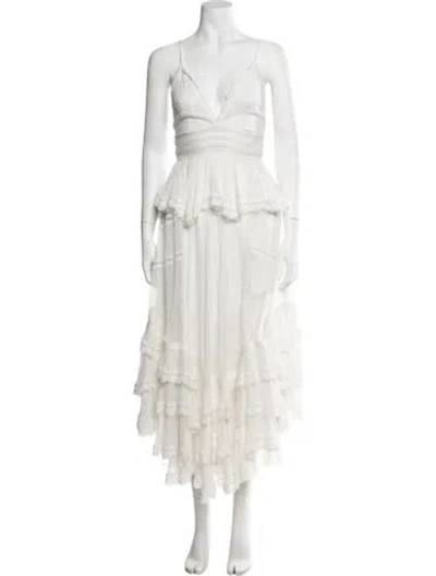 Pre-owned Rococo Sand V-neck Long Dress W/ Tags In Neutrals