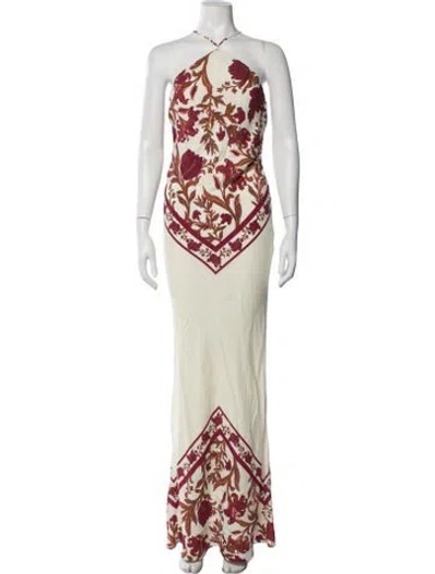 Pre-owned Rococo Sand V-neck Midi Length Dress In White