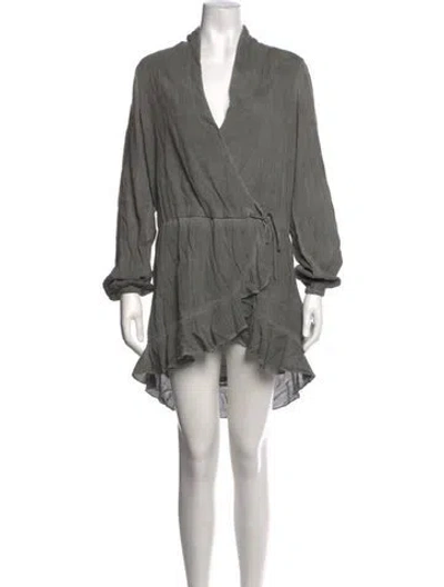 Pre-owned Rococo Sand V-neck Mini Dress In Grey