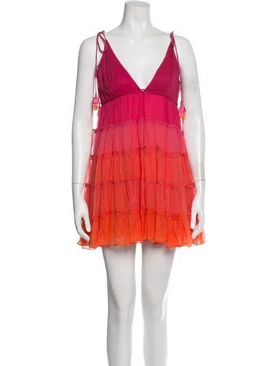 Pre-owned Rococo Sand V-neck Mini Dress In Pink