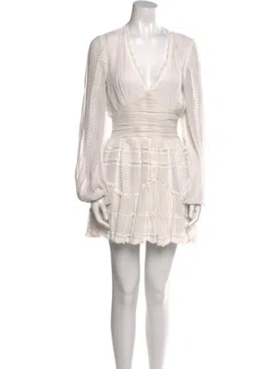 Pre-owned Rococo Sand V-neck Mini Dress W/ Tags In White