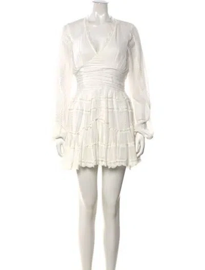 Pre-owned Rococo Sand V-neck Mini Dress W/ Tags In White