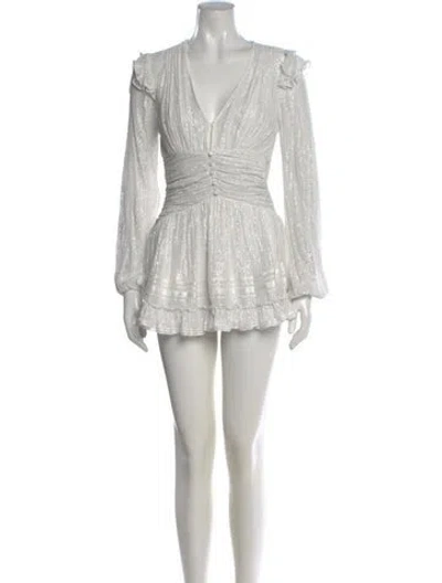 Pre-owned Rococo Sand V-neck Mini Dress In White