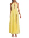 Rococo Sand Women's Front Slit Criss Cross Maxi Dress In Yellow