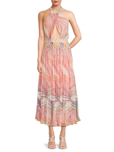 Rococo Sand Women's Pleated Cutout Maxi Dress In Pink
