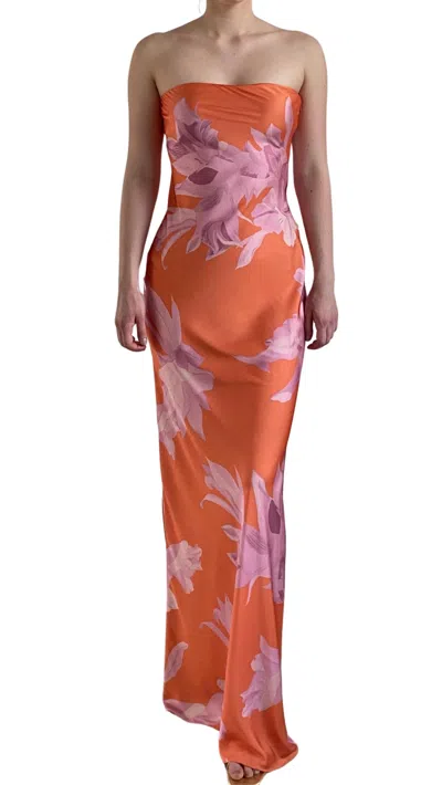 Rococo Sand Women's Strapless Maxi Dress In Orange In Multi