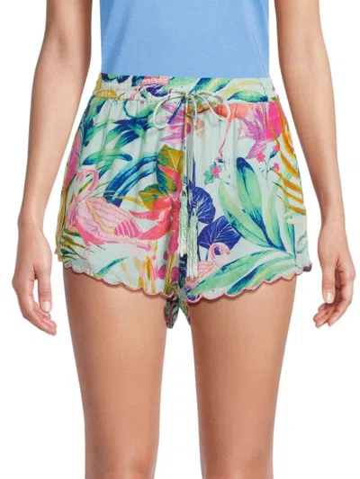 Rococo Sand Women's Tropical Drawstring Shorts In Green