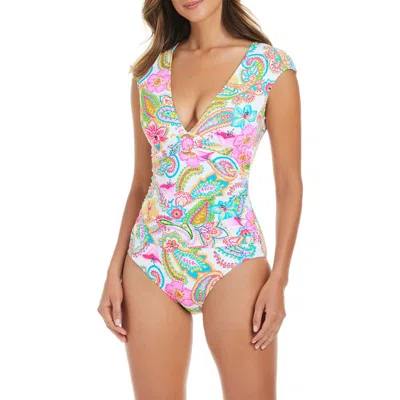 Rod Beattie All Set For Summer Cap Sleeve Mio One-piece Swimsuit In Pink Multi