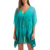 Bleu Rod Beattie Rod Beattie Beath The Heat Chiffon Cover-up Caftan In Dark Teal
