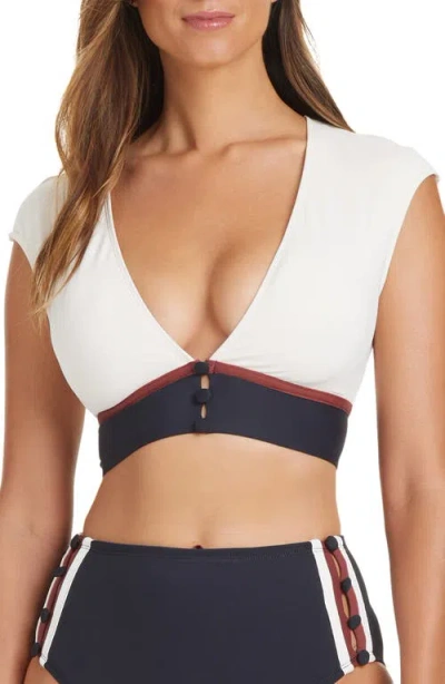 Bleu Rod Beattie Rod Beattie Cap Sleeve Crop Bikini Top In Coconut