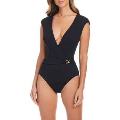 Bleu Rod Beattie Rod Beattie Cap Sleeve One-piece Swimsuit In Black
