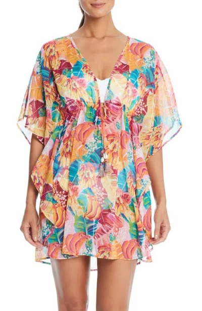 Bleu Rod Beattie Rod Beattie Chiffon Cover-up Caftan In Red Multi