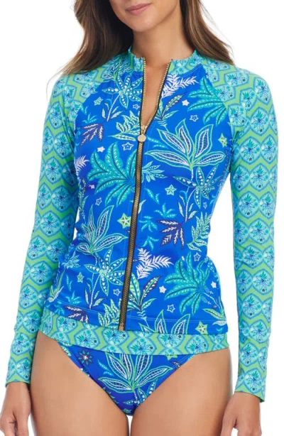 Bleu Rod Beattie Rod Beattie Desert Bloom Long Sleeve Rashguard In Bleu Multi