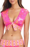 Bleu Rod Beattie Rod Beattie Desert Bloom Tie Front Bikini Top In Dahlia Multi