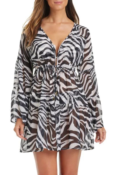 Bleu Rod Beattie Rod Beattie El Morocco Chiffon Cover-up Dress In White/black