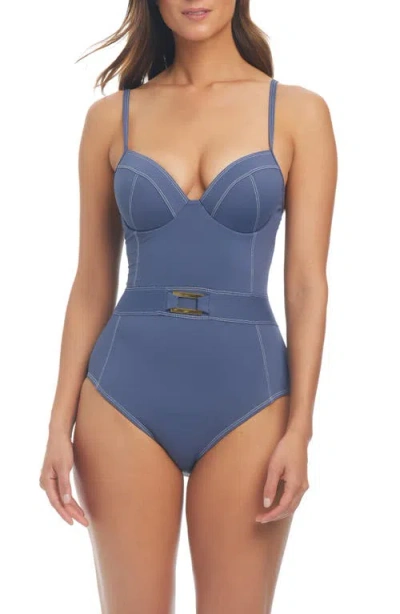 Bleu Rod Beattie Rod Beattie Fine Line Underwire One-piece Swimsuit In Paloma