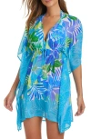 Bleu Rod Beattie Rod Beattie Fresh Takes Floral Chiffon Cover-up Caftan In Cool