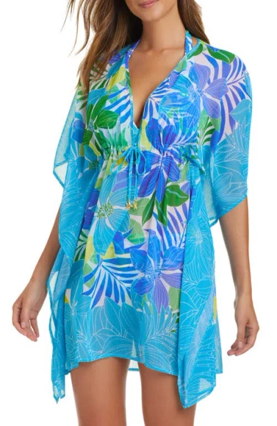 Bleu Rod Beattie Rod Beattie Fresh Takes Floral Chiffon Cover-up Caftan In Cool