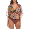 Bleu Rod Beattie Rod Beattie Island Life Tie Front Cover-up Shirt In Brown Multi