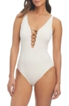 Bleu Rod Beattie Rod Beattie Kore Lace Down Mio One-piece Swimsuit In Coconut/rose Gold
