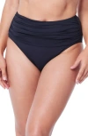 Bleu Rod Beattie Rod Beattie Kore Shirred High Waist Bikini Bottoms In Black