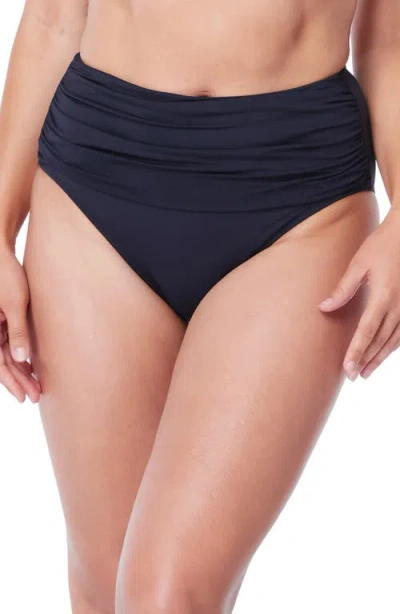 Bleu Rod Beattie Rod Beattie Kore Shirred High Waist Bikini Bottoms In Black