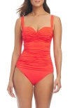 Rod Beattie Kore Shirred Underwire One-piece Swimsuit In Mirasol