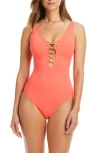 Bleu Rod Beattie Rod Beattie Lace-up One-piece Swimsuit