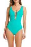 Bleu Rod Beattie Rod Beattie Lace-up One-piece Swimsuit