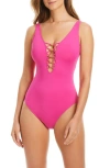 Bleu Rod Beattie Rod Beattie Lace-up One-piece Swimsuit
