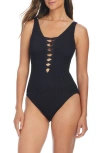 Bleu Rod Beattie Rod Beattie Ladder One-piece Swimsuit In Black