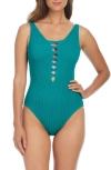 Bleu Rod Beattie Rod Beattie Ladder One-piece Swimsuit In Dark Teal
