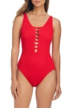 Bleu Rod Beattie Rod Beattie Ladder One-piece Swimsuit In Red