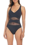 Bleu Rod Beattie Rod Beattie Mesh Inset One-piece Swimsuit In Black
