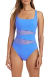 Bleu Rod Beattie Rod Beattie Mesh Inset One-piece Swimsuit In Tulum Bleu