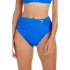 Bleu Rod Beattie Rod Beattie Olé Shirred High Waist Piqué Bikini Bottoms In Azur Park