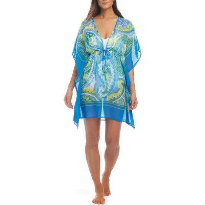 Bleu Rod Beattie Rod Beattie Paisley Chiffon Caftan In Cool
