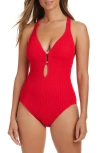 Bleu Rod Beattie Rod Beattie Pucker Up One-piece Swimsuit In Red