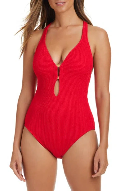 Bleu Rod Beattie Rod Beattie Pucker Up One-piece Swimsuit In Red