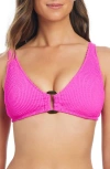 Bleu Rod Beattie Rod Beattie Pucker Up Seersucker Bikini Top In Dahlia